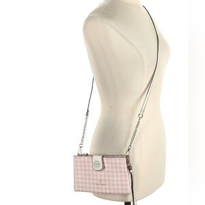 Nannette Lepore Pink Checkered Crossbody Bag wallet on chain WOC NWT